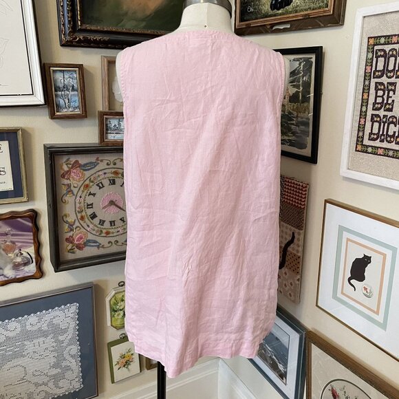 J Jill Pure Jill Womens Pink Linen Sleeveless Tank Top with Pockets Size L - Picture 3 of 6